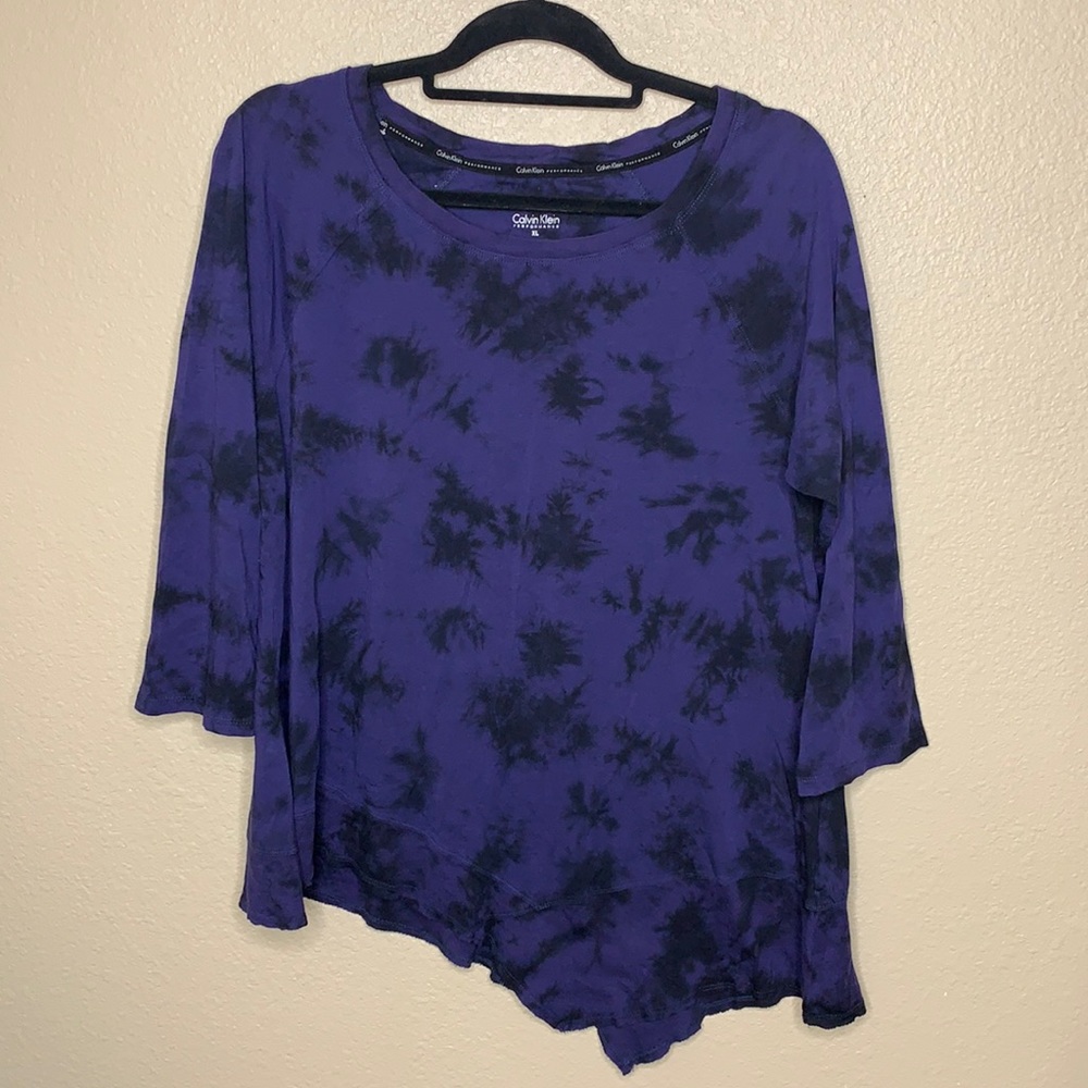 Calvin Klein Purple & Black Tie-Dye Asymmetrical Top